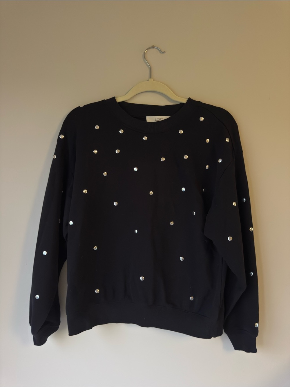 LOFT Black Sweatshirt with Silver Stud Accents
